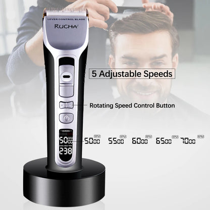 Hair Trimmer Rechargeable Electric Hair Clipper Ceramic Blade LCD Display Salon Men Hair Cutting Machine