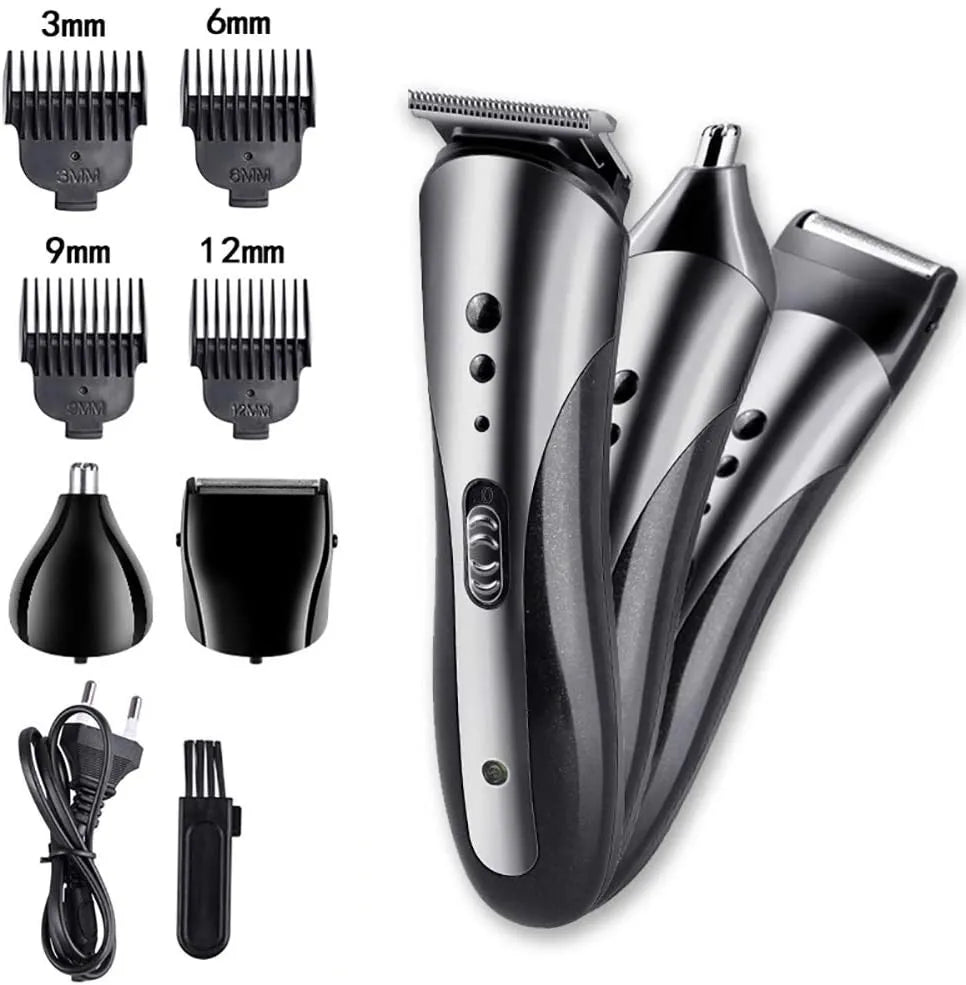 KM-1407 3 in 1 Rechargeable Men Hair Clipper Shaver Electric Nose Ear Trimmer Beard Razor Haircut Cutting Machine Styling Tools