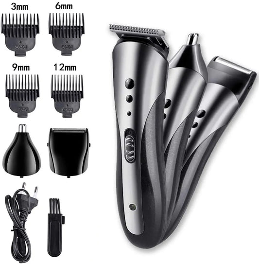 KM-1407 3 in 1 Rechargeable Men Hair Clipper Shaver Electric Nose Ear Trimmer Beard Razor Haircut Cutting Machine Styling Tools