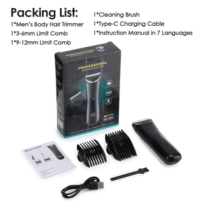 Men's Groin Body Hair Trimmer Electric Shaver For Men Ball Pubic Private Areas Hair Removal Chest Arm Leg Shaving Machine Razor