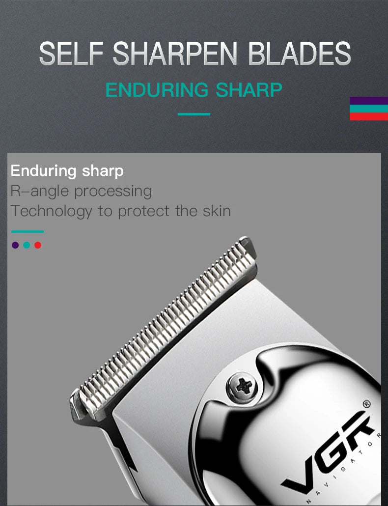 VGR 071 Hair Trimmer Professional Hair Clipper Rechargeable Hair Cutting Machine T-Blade Cordless Portable Trimmer for Men
