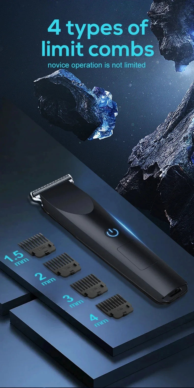 2026New Electric Hair Clipper Hair Trimmer for Men Body Groomer & Pubic Waterproof Hair Trimmer Replaceable Ceramic Blade