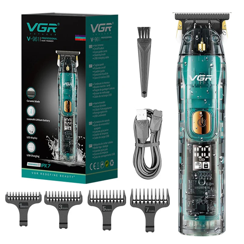 Original VGR Professional Hair Trimmer For Men Electric Beard Trimmer Rechargeable Hair Clipper Washable Haircut Barber Shop Kit