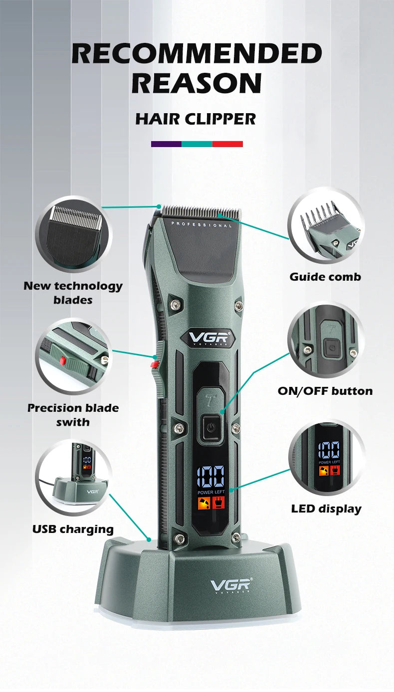 VGR Long Life Hair Trimmer Powerful Power Hair Trimmer Set for Men with Base series hair trimmer
