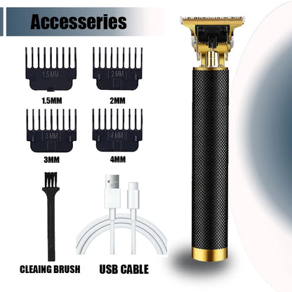 New！T9 Electric Hair Trimmer/Accessories | USB Professional Shaver | 0mm Bald Fade Cutting Machine Portable for Men Home Haircut