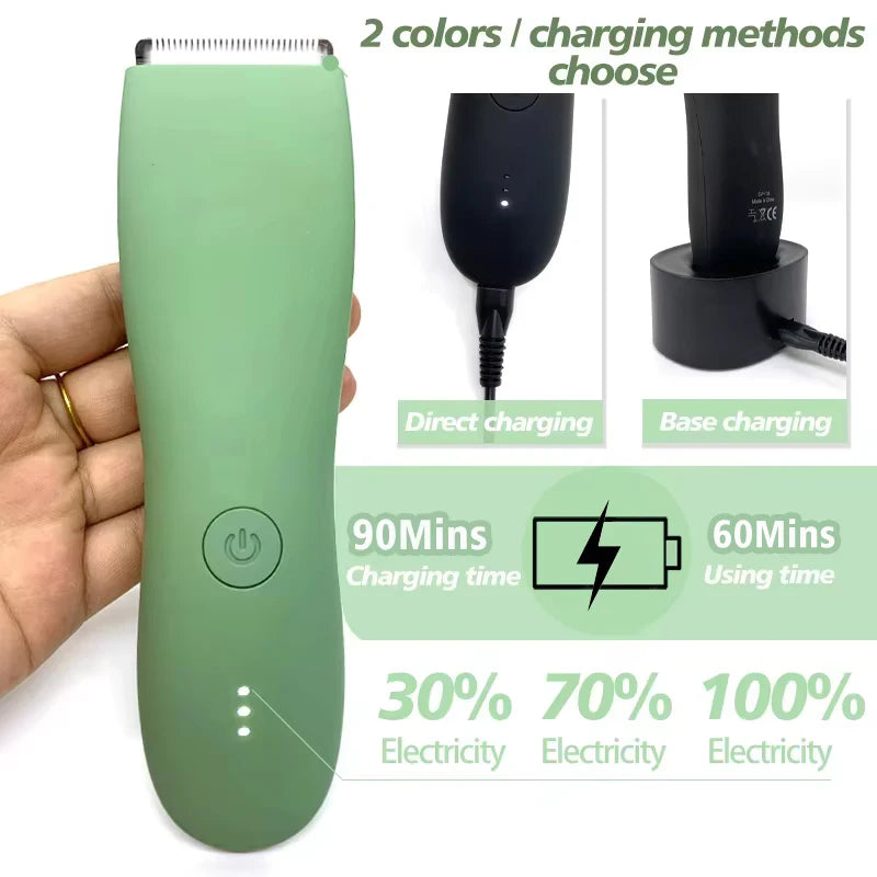 Body Hair Trimmer Shaver for Men Ball Trimmer for Groin Pubic Replaceable Ceramic Blade Groomer Electric Razor Waterproof Clippe